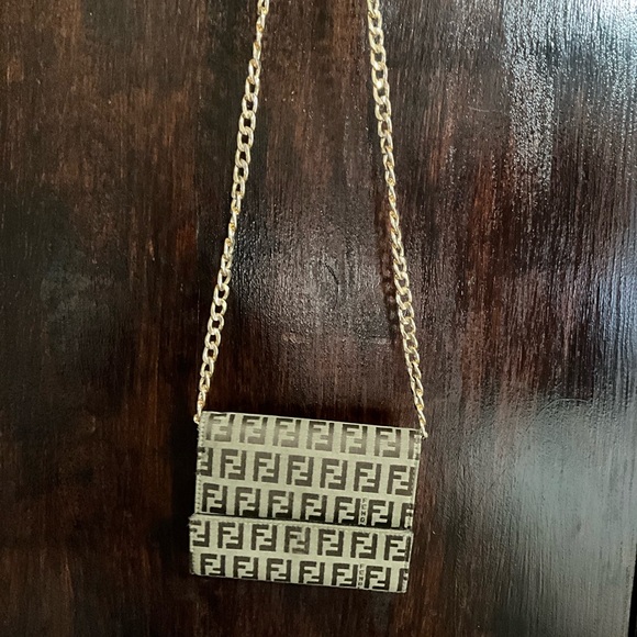 Fendi Brown Monogram Wallet with Gold Chain - Picture 14 of 16